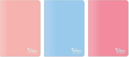 Colors A4 80 Yaprak Çizgili Defter 3'lü Paket, Somon, Pembe, Mavi