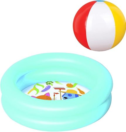 PLAJ TOPU HEDİYELİ- 51061, 2 Boğum Şişme Zemin Bebek Havuzu,61x15 cm (Mavi)