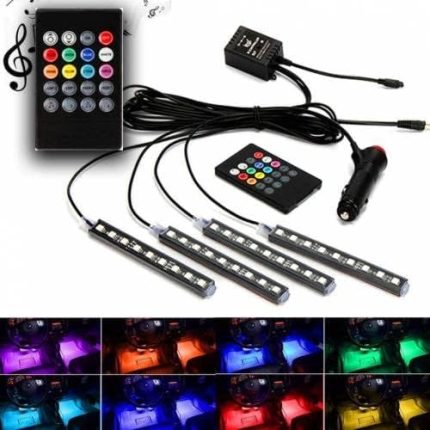 car accesories Araç İçi Ayak Altı Led Kumandalı Sese Duyarlı 12'li - RGB