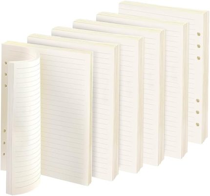 6'lı Paket A5 Yedek Kağıt, 6 Delikli, Çizgili, 270 Yaprak/540 Sayfa, Halkalı Dosya Bölmeleri İçin, Doldurulabilir A5 Not Defteri