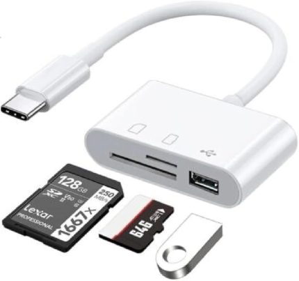5232 Usb Type C To Sd Microsd Tf Kart Okuyucu Usb 3in1 Çevirici Dönüştürücü Adaptör