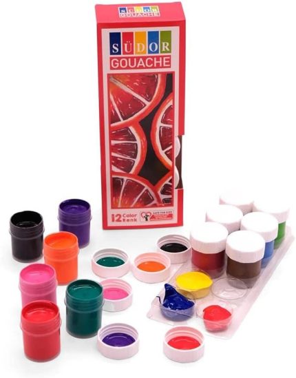 Boya 12 Renk x 20 Ml Su Bazlı Tüp 1 Paket Südor Guaj Boya Seti Şişe İçerisinde 12 li