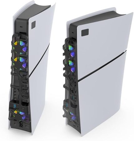 PS5 Slim Uyumlu Soğutucu Led Işıklı Sessiz Fan 4000RPM USB 3.0 Radyatör Isı Emici Üç fanlı SİYAH