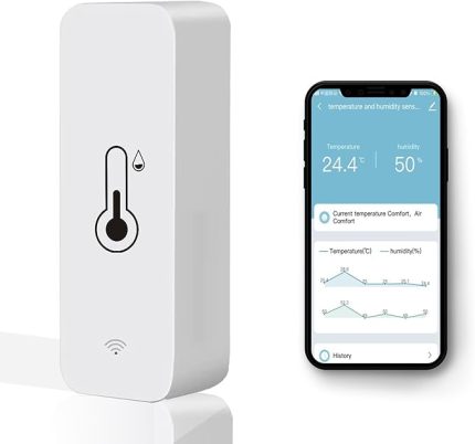 WiFi Sıcaklık ve Nem Test Cihazı Ev Termometresi Çok Fonksiyonlu Higrometre Cep Telefonu APP Kontrolü Ses Kontrolü için Alexa ve Google Asistan ile Uyumlu