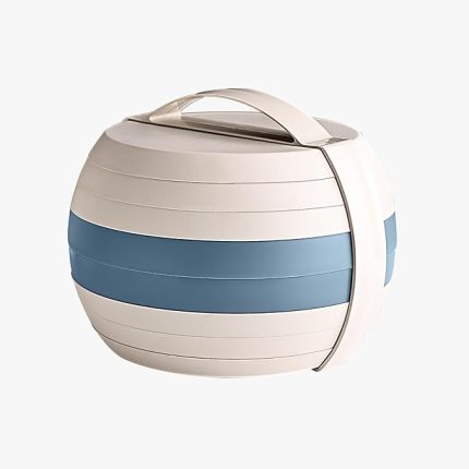 Küre Şeklinde 32 Parça Piknik ve Kamp Yemek Seti, 6 Kişilik, Mavi-Beyaz