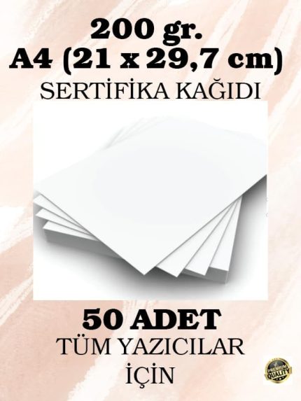 gr. A4 (21 x 29,7 cm) Sertifika Kağıdı, 50 Adet