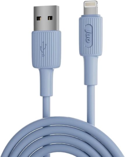 12W 2.4A USB-A to Lightning iPhone iPad İle Uyumlu Silikon Hızlı Şarj ve Data Kablosu Mavi 1 Metre