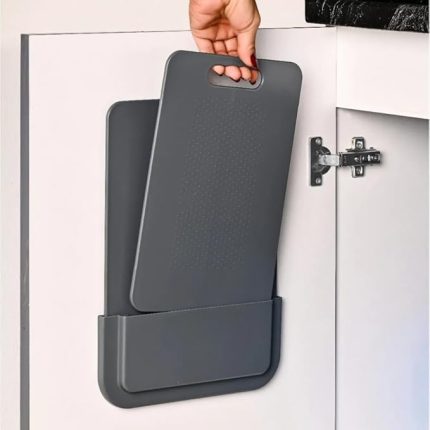 Pro Kitchen Serisi Dolaba & Fayansa Yapışkanlı Hazneli 2'li Kesme Tahtası Silikon