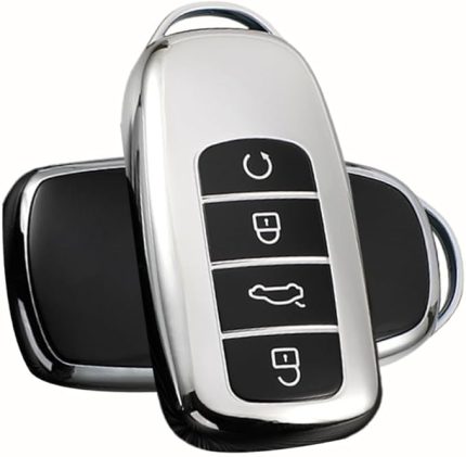 Anahtarlık kılıfı, Chery Omoda 5, Tiggo 7, Tiggo 8, Tiggo 8 Pro ile uyumlu, Jaecoo 7 için, anahtar koruması, TPU anahtarlık, 4 tuş, D, gümüş