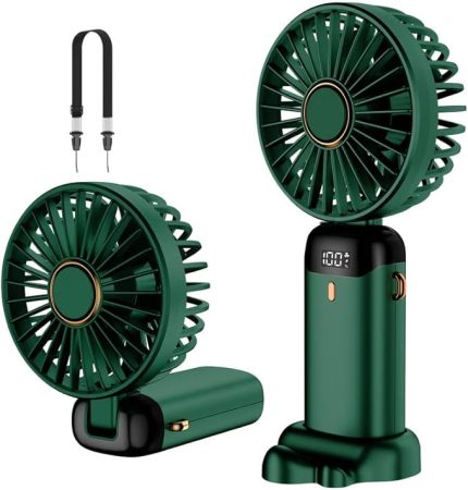 El vantilatörü, taşınabilir mini vantilatör, şarj edilebilir, 5 hız kademeli, entegre 4200 mAh pil, katlanabilir USB vantilatör, ofis, dış mekan için