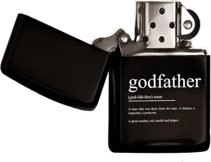 Gift Godfather Tasarımlı Renkli Baskılı Siyah Benzinli Metal Çakmak