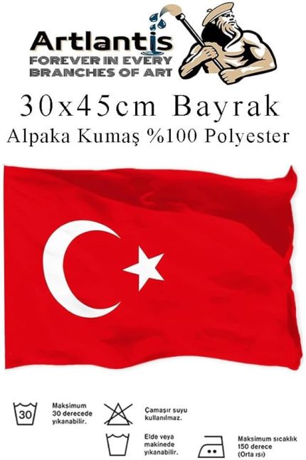 Bayrak 30x45 cm Türk Bayrağı Kumaş 1 Adet Alpaka Kumaş Bez Bayrak Kaliteli Türk Bayrağı