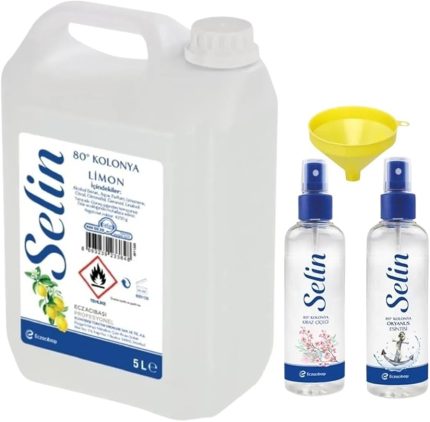Litre 80° Selin Limon Kolonyası + 2 Adet Selin 150 ML Sprey 80° Limon Kolonyası