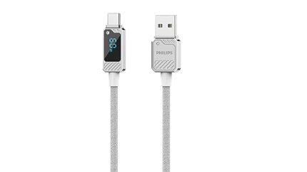 DLC5011A USB-A - Type-C Şarj Kablosu, 60W, Hızlı Şarj, 6A Yüksek Akım, 1 Metre, Naylon Örgülü, Dijital Göstergeli (Beyaz)