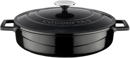 Metal Döküm Çok Amaçlı Yayvan Tencere, Trendy, 28 cm, 3.51 L Hacim, Siyah