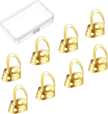 8 adet Açık Tasarım Ayarlanabilir Paslanmaz Çelik Fingerpicks Akustik Gitar Banjo Finge Seçtikleri Yaylı Enstrüman Aksesuarı