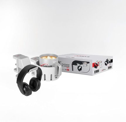 Premium Bardak Tutucu ve Kulaklık Askı Seti/Beyaz