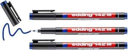 142 M Permanent Kalem, Asetat Kalemi, Mavi, 3'lü Set, 1 mm Yuvarlak Uç