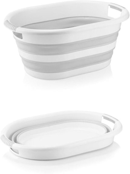 Katlanabilir Çamaşır Sepeti (MEGA 38'LT) Silikon Akordiyon Sepet