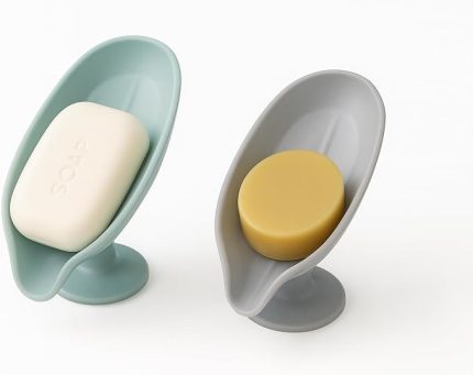 Su Giderli Sabunluk 2’li Set – Kaymaz, Kendiliğinden Su Akıtmalı, Tezgah Üstü Sabunluk – Banyo & Mutfak İçin Pratik Sabun Tutucu