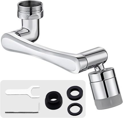 Döner musluk başlığı, evrensel 1080° dönebilen filtre musluk uzatması, 2 su çıkış desenli, mutfak banyo armatürleri için, montaj aksesuarlı (model 2.0)