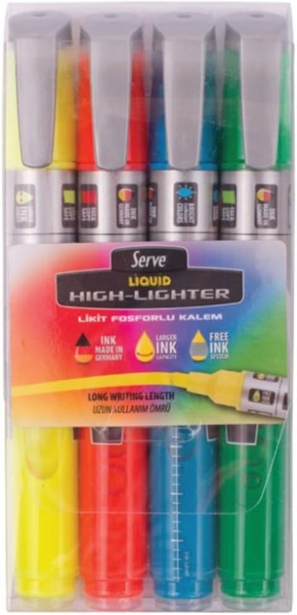 SV-LKTFB4KRPA Likit Fosforlu Kalem, Karişik Fosforlu Renkler