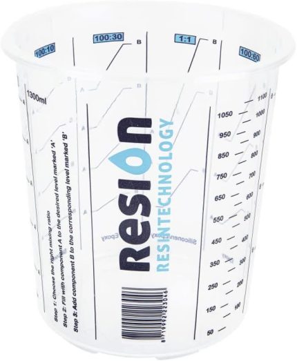 25 x Boya Karıştırma Kabı | 1300 ml | Boya, Epoksi, Polyester | Ölçüm Kabında Net Karışım Oranı