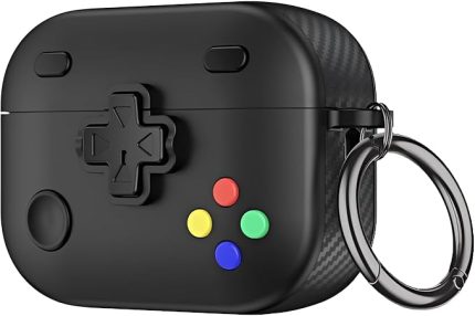 Airpods Pro 2 ile Uyumlu Gaming Serisi Hybrid Tasarım Kılıf - İç Kısmı TPU - Dış Kısmı Polikarbonat - Kenarları Fiber Karbon Kaplama Premium Tasarım ve Mükemmel Koruma (Siyah, Airpods Pro 2)