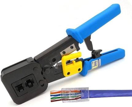 PX-8060Y RJ45/RJ11 CAT6 Yeni Nesil Jak Pense, 8P8C RJ45 ve 6P4C RJ11 Uyumlu Network Telefon Kablo Ucu Sıkma Pensesi, Kablo Kesme Soyma Kilitli Yaylı Jak Çakma Pense