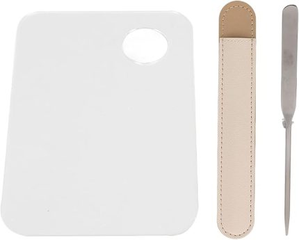 Fondöten Karıştırma Spatula Seti, Karıştırma Fondöteni için Makyaj Spatulalı Şeffaf Karıştırma Paleti, 304 Paslanmaz Çelik Akrilik Tepsi, Nail Art Beauty için Çift Uçlu Karıştırıcı Kozmetik Pal