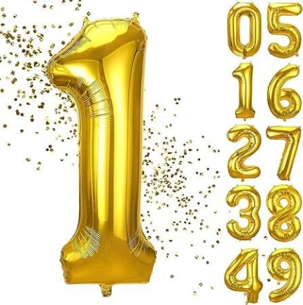 1 Yaş Doğum Günü Rakamlı Balon Yaş Günü Gold Renk Folyo Balon 102 cm Doğum Günü ve Parti Dekorasyonu Büyük Boy Folyo Balon 40 inç - 102 cm Doğum Günü Dekorasyonu Balon Yaş Sayı Helyum Balon 1 Rakamı