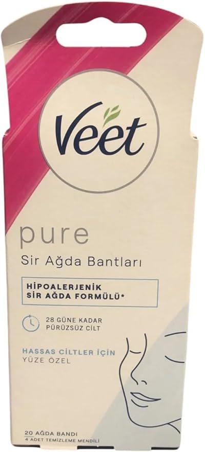 Pure Hipoalerjenik Yüz için Parfümsüz Sir Ağda Bandı (1 x 20 Adet)