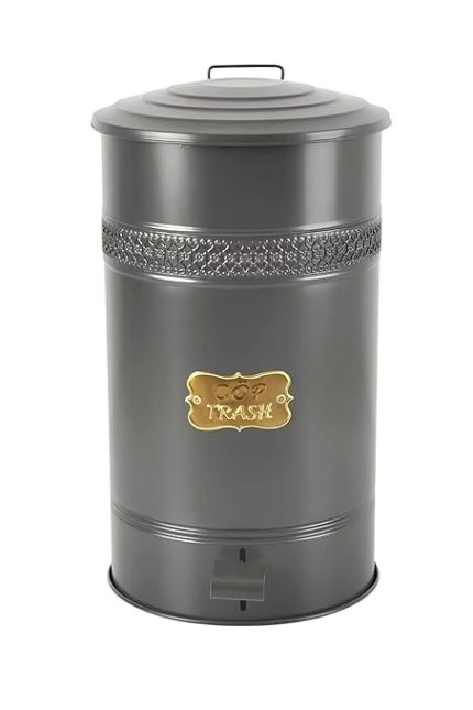 GALVANİZ METAL 30 LİTRE PEDALLI ÇÖP KOVASI (ANTRASİT)