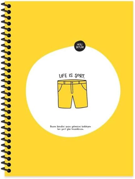 Color Hisli Şeyler 18,5x25 Spiralli Çizgili Defter Life Is Şort