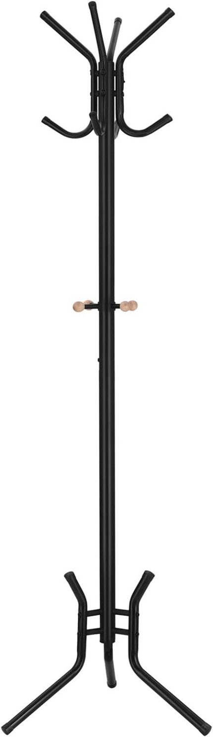 RCR17B Sağlam Metal Elbise Askısı, Portmanto, Yüksekliği Yaklaşık 176 cm Siyah