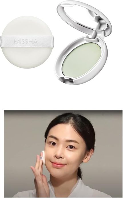 Kızarık Görünümü Azaltarak Makyajı Sabitleyen Ultra Hafif Pudra Airy Pot Pressed Powder (Mint)