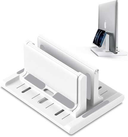 Ayarlanabilir Çok Amaçlı Telefon Tutuculu Laptop Notebok Macbook için Dikey Stand-AL4495 (Siyah)