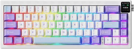 Ajazz AK650 Kablosuz Mekanik Klavye 3 Modlu TFT Ekranlı Hot-Swap-65 Tuşlu RGB Mor/Dream Switch