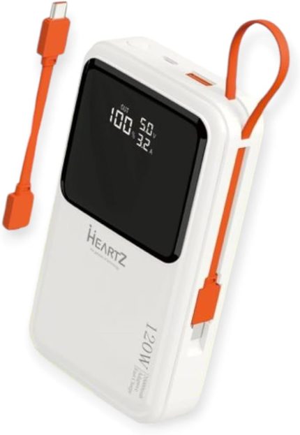 H007 20000 MH PD 45W ve USB 120W FAST HIZLI ŞARJ DAHİLİ TYPE C VE LİGHTNİNG KABLOLU DÜNYA STANDARTLARINA UYGUN POLYMER BATARYA BİREBİR AMPER LCD GÖSTERGELİ POWERBANK