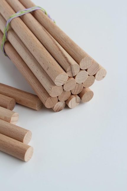 24mm Çapında 10'lu Tahta Çubuklar, 30cm Uzunlukta