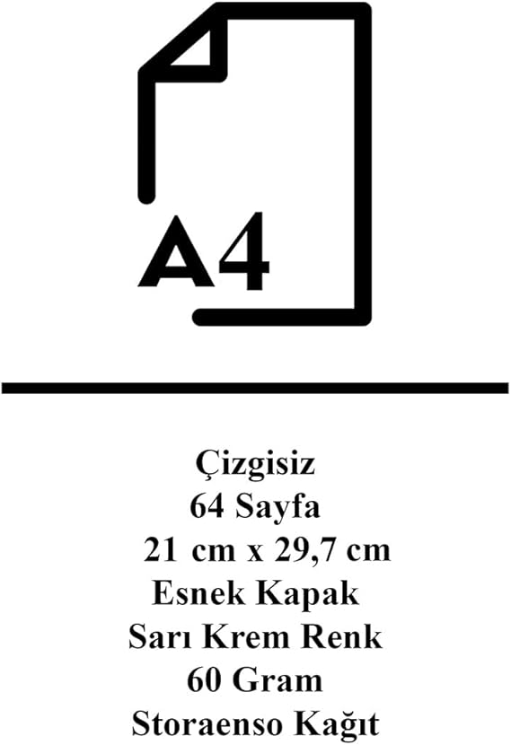 Vase with Twelve Sunflowers, Van Gogh 1888, A4 Defter IV, Çizgisiz, Toplam 64 Sayfa, Tel Dikiş, Esnek Kapak, Oval Kenar, Tuval Doku, 60 gram, Sarı Krem Renk, 21x29,7x0,5cm - Görsel 3