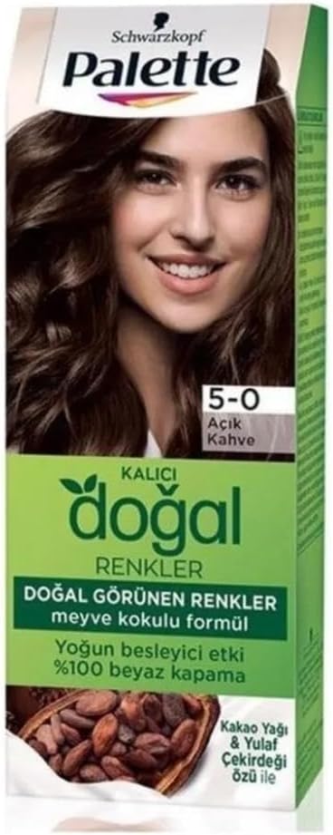 Kalıcı Doğal Renkler 5-0 Açık Kahve Kakao Yağı & Yulaf Çekirdeği Özlü Saç Boyası