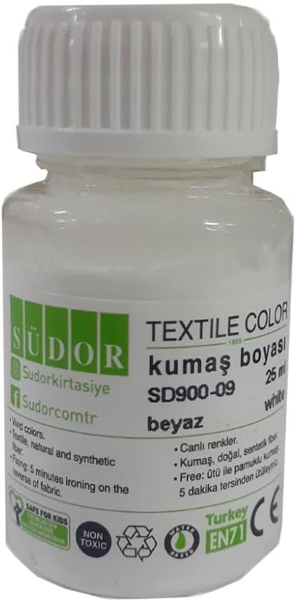Kumaş Boyası Tişört Çanta Tekstil Boyası 25 ml 1 Adet Südor Kumaş Boyası Tek Şişe 1 Adet BEYAZ