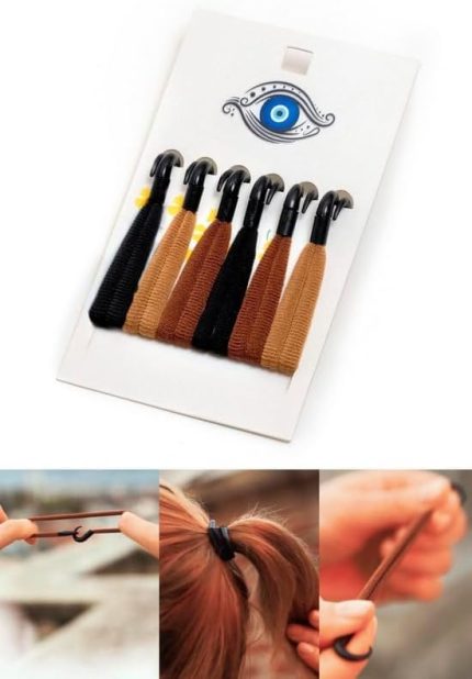 Kancalı Lastik Saç Tokası Seti, Kadın Toka, Toka Organizer, Toka, Kız Çocuk Toka, Kadife Toka 6'lı Set
