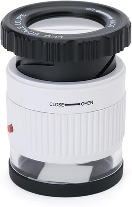 LED Ölçekli Büyüteç 30X Ayarlanabilir Büyütme Büyüteçli Metal Silindir Tipi Ayna Küçük Boyutlu Okuma Aynası Takı 3 LED Işıklı Büyüteç 3 UV Işığı Beyaz