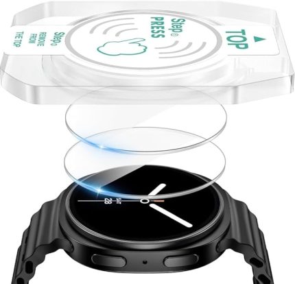 Galaxy Watch 8 44mm ile uyumlu Kolay Uygulama Aparatlı Cam Ekran Koruyucu