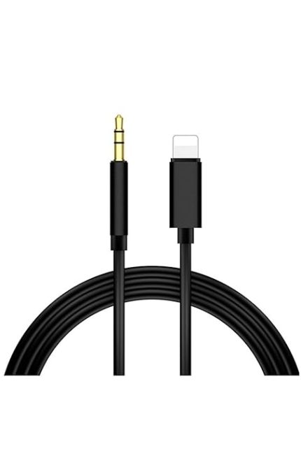 Trend iPhone Xs Max/11/12/13/14 Pro Max ile Uyumlu Aux Kablosu 3.5mm Jack Çevirici Dönüştürücü Siyah Bluetooth Gerektirmez Ses Kablosu