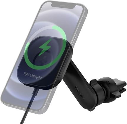 Mag Fit ITS12W MagSafe Uyumlu Kablosuz Şarj özellikli Araç İçi Havalandırma / Izgara Telefon Tutucu - ACP02615 (Spigen TR Garantili)