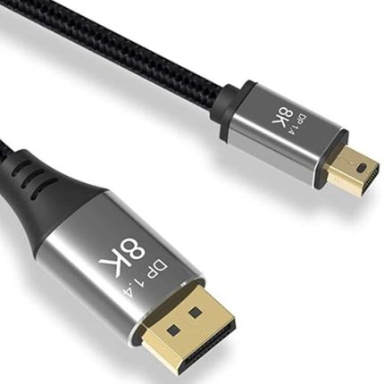 Mini DP DisplayPort 8K Kablo 3m 8K@60Hz 4K@144Hz DisplayPort 1.4 Çift Yönlü Dişli Mini DisplayPort 8K Kablosu Macbook Pro Surface Pro ile Uyumlu