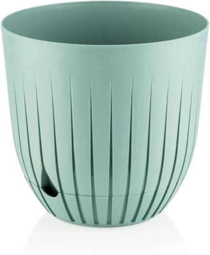 Saksı Tabaklı Delikli Plastik Çiçek Saksısı (Yeşil, 10 Litre)